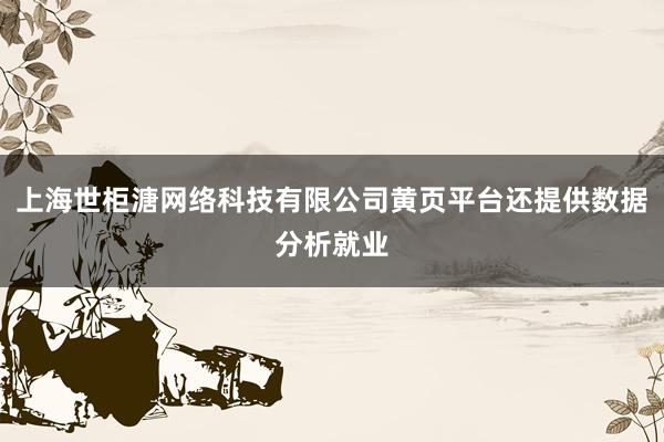 上海世柜溏网络科技有限公司黄页平台还提供数据分析就业