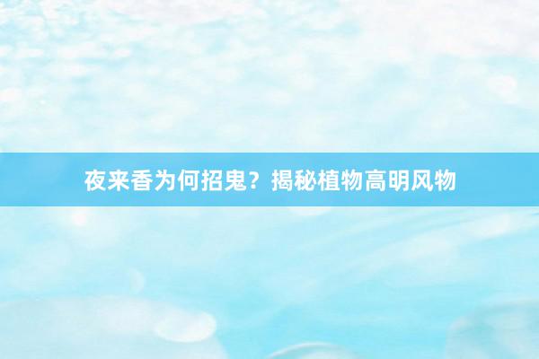 夜来香为何招鬼？揭秘植物高明风物