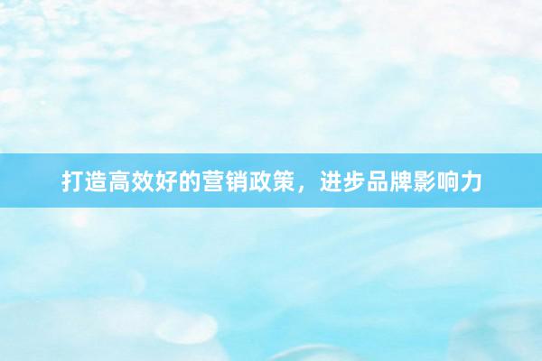 打造高效好的营销政策，进步品牌影响力